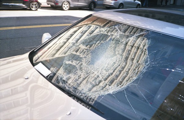 Image of a car with a damaged windscreen